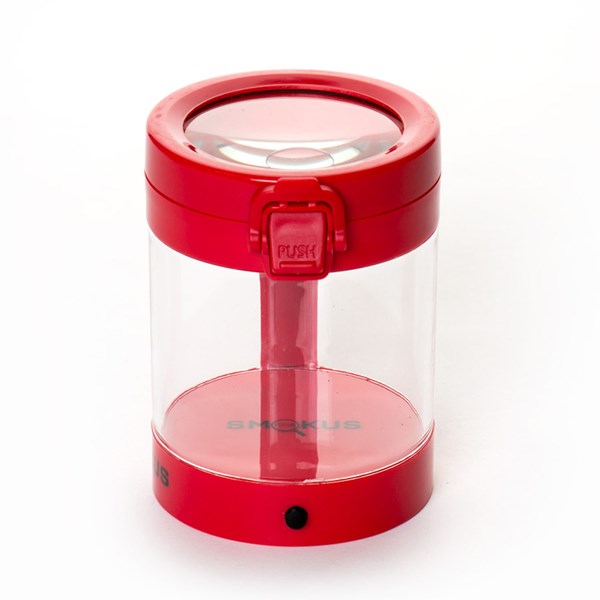 Smokus Focus The Middleman Magnifying LED Storage Jar Container - Indica Red