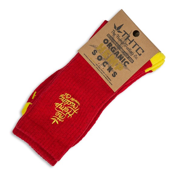 THTC Hemp Clothing Organic Hemp Socks - THTC Stitching Red