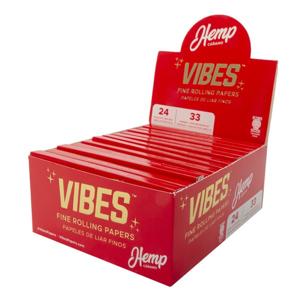 Vibes Rolling Papers with Tips - King Size Hemp 
